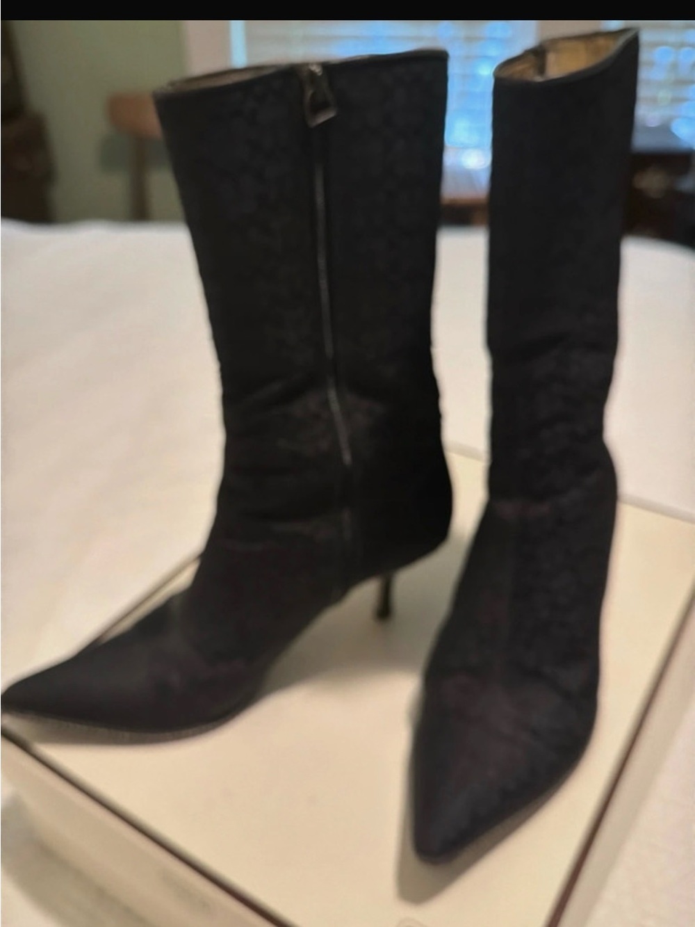 Vintage y2k 2000 Coach Black Pointed-Toe Mid-Calf Stiletto Boots